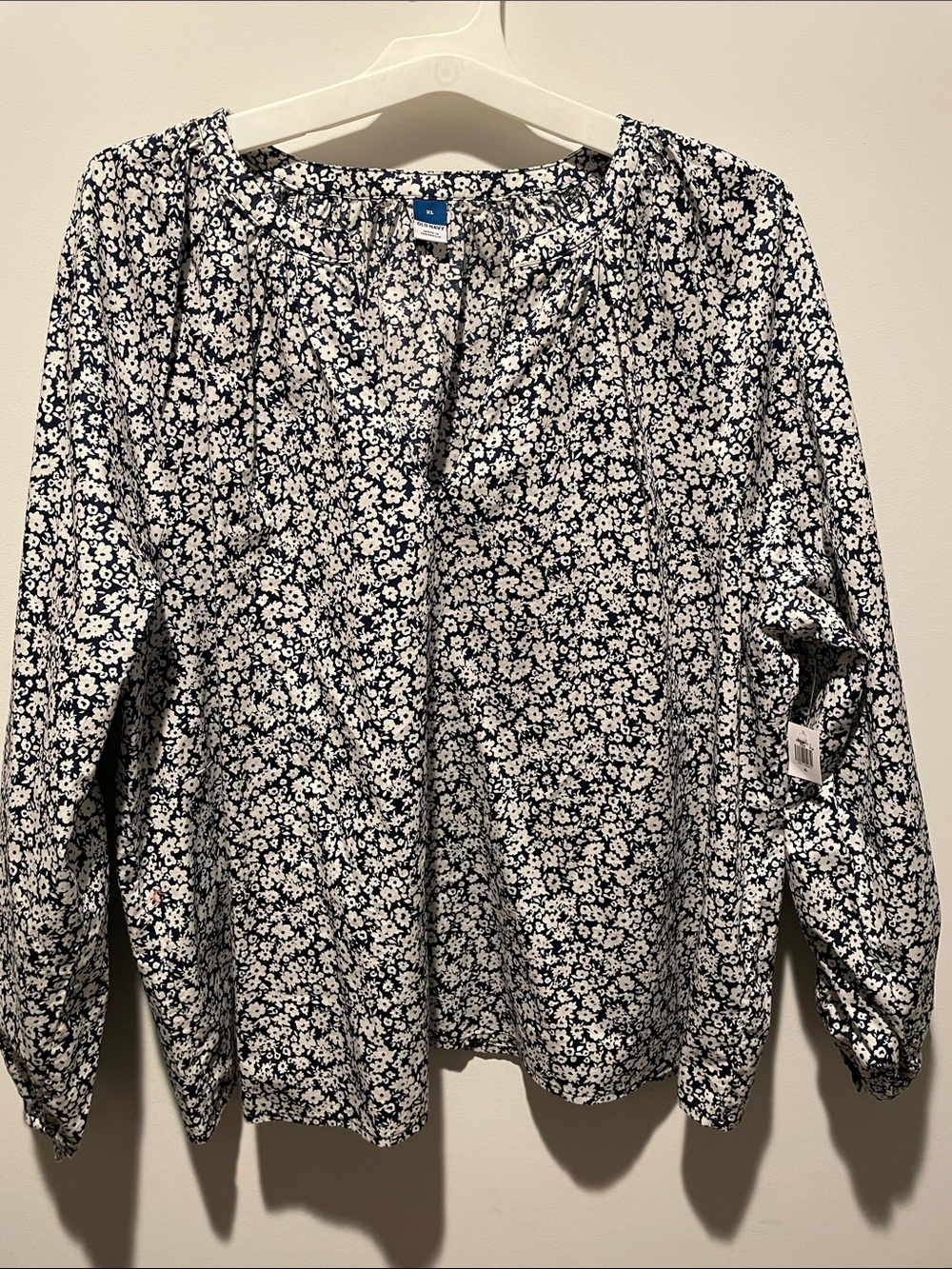 Blue and White Floral Blouse